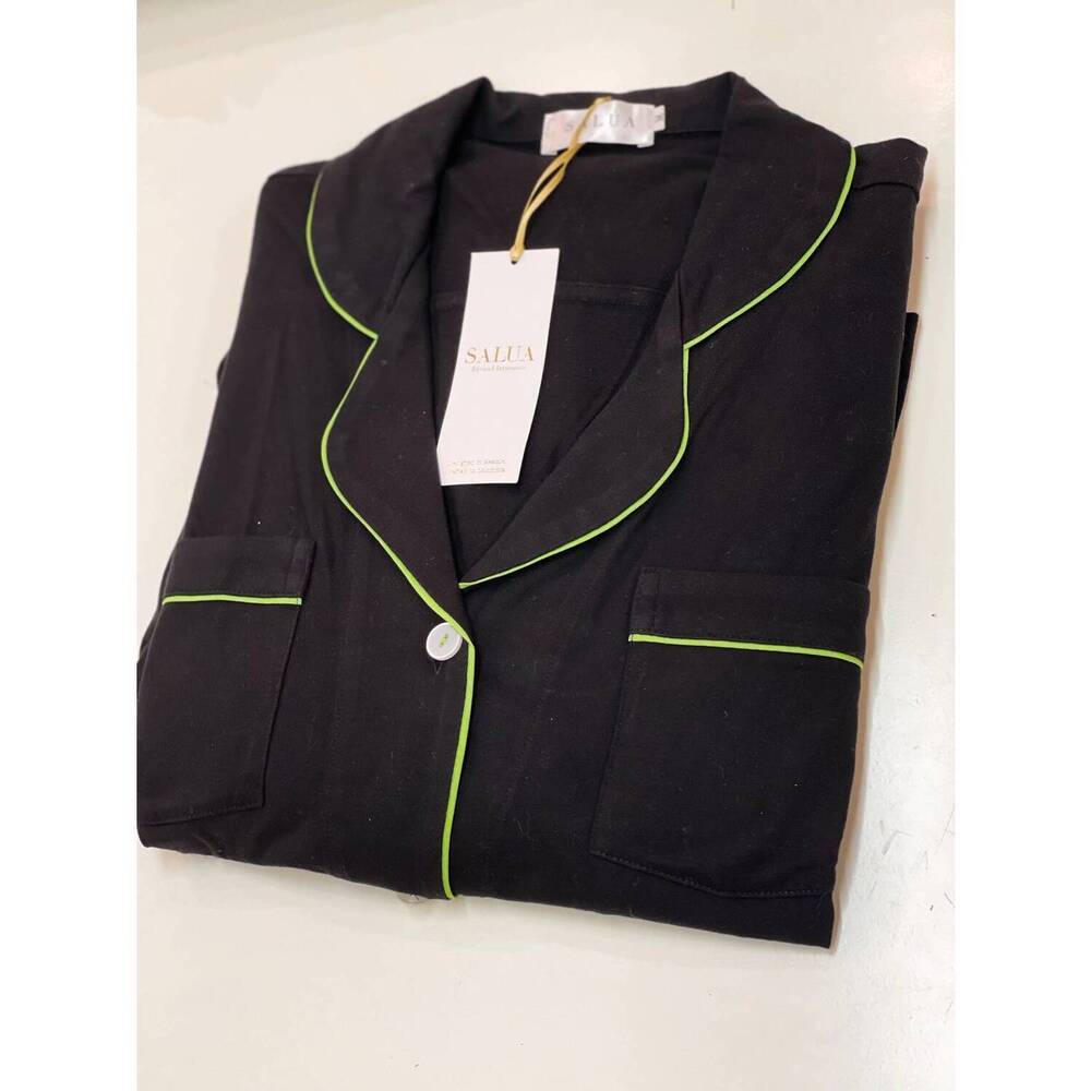 NEW SALUA women's long luxury sleep shirt in black/green